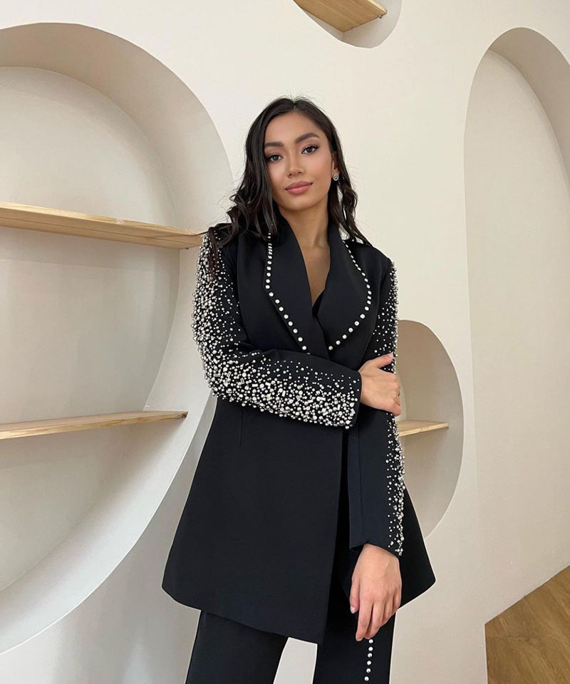 Georgette+ Motifz & stones Black