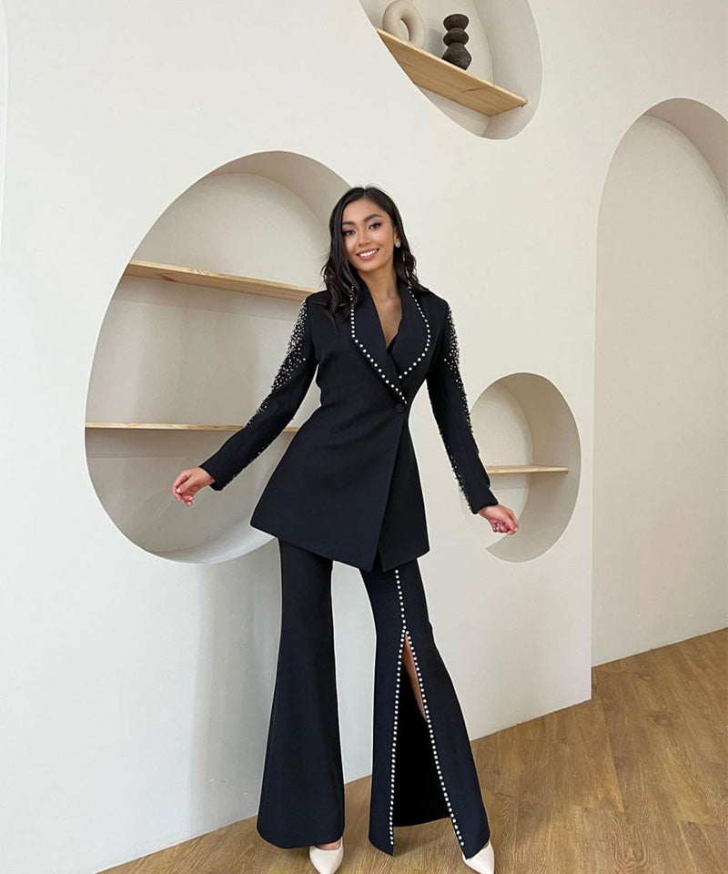 Georgette+ Motifz & stones Black