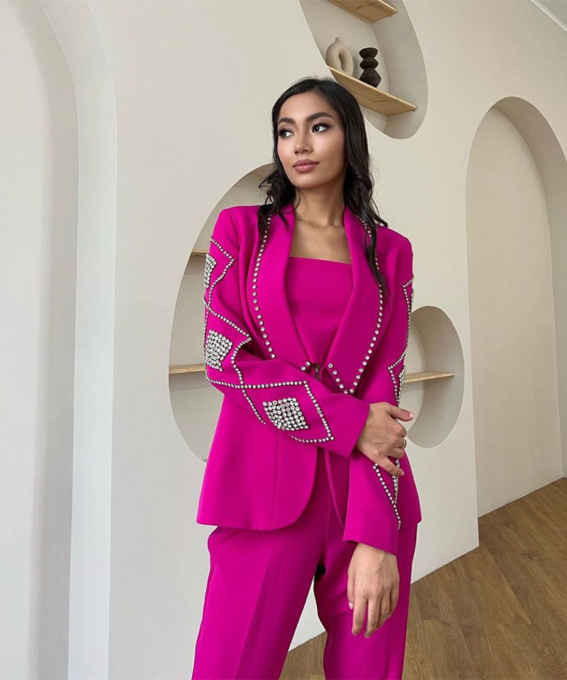 Georgette+ Motifz and stones Pink