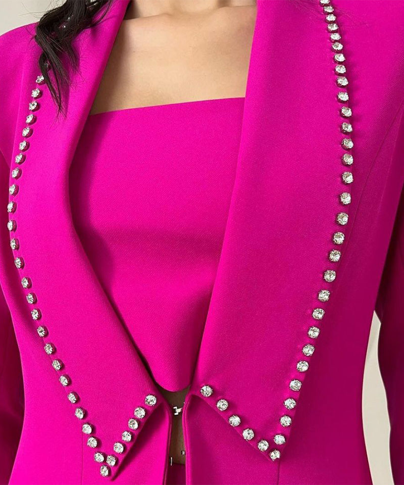 Georgette+ Motifz and stones Pink