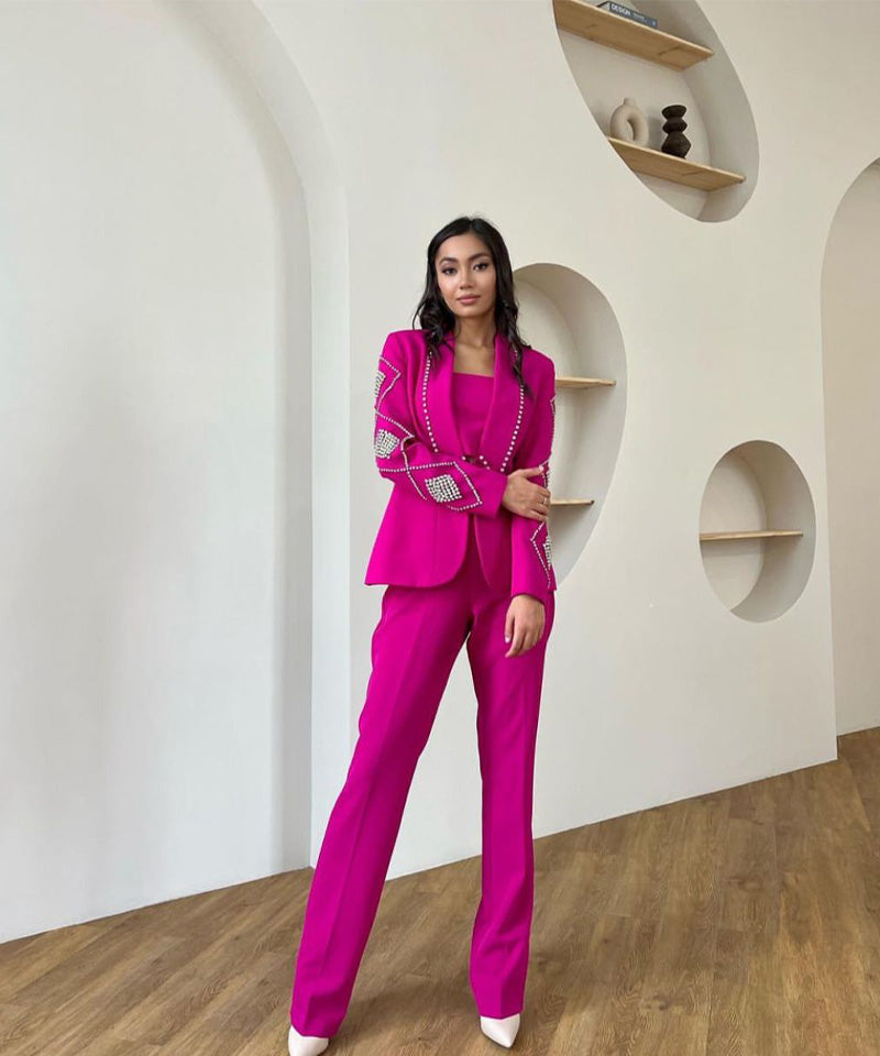 Georgette+ Motifz and stones Pink