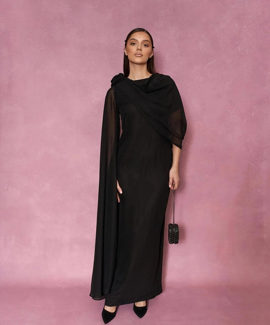 Elegant Black Capegown