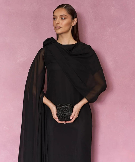 Elegant Black Capegown