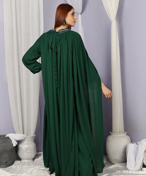 Green Bloom Cape Gown