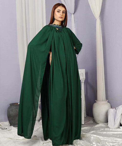 Green Bloom Cape Gown